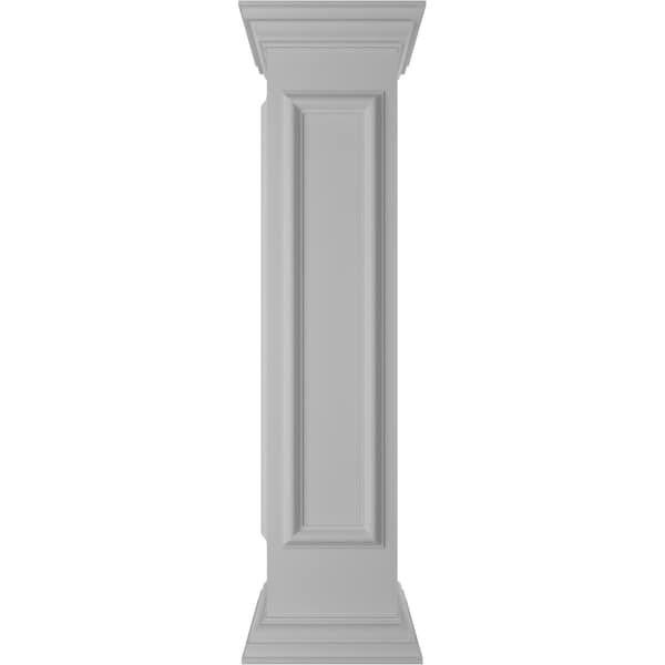 Ekena Millwork 10"W x 48"H Corner Newel Post with Panel, Flat Capital & Base Trim (Installation kit included) NWL10X48CPF0B0 - main